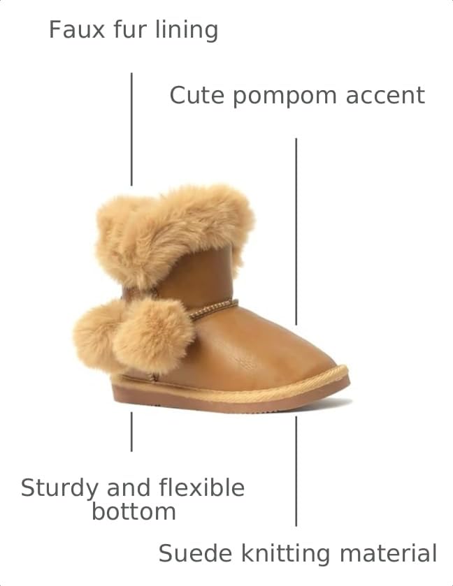 Image of REDVOLUTION Kids Boots Toddler Girls Cute Butterfly Bow | PomPom PU leather Boot (Toddler /Small Kid)