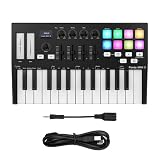 Aumotop WORLDE Panda MINI II Tastiera Controller MIDI USB Portatile a 25 Tasti con Pad Retroilluminati RGB per Produttori Musicali e DJ Nero + Bianco