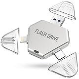 MFi Certified 64GB Flash Drive for iPhone, 3 in 1 Photo Stick with Lightning/Type-C/USB-A, Photo Stick for iPad Android Mac PC, for Photos Videos and File Backup,Available Space: ~58GB,Silver
