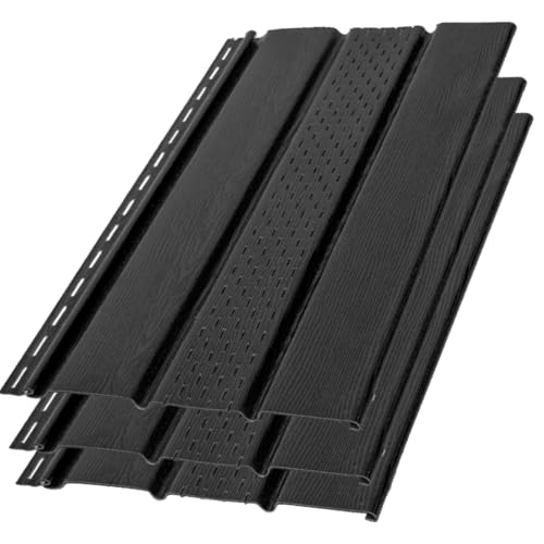 6FT Vented Wood Grain Textured Black Vented Soffits for Low Maintenence Home Improvement (1)