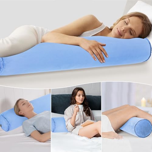 Almohada inflable cuerpo 120 cm cilíndrica azul miniatura 6