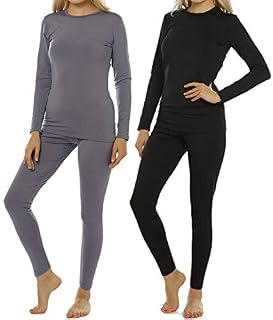Womens Thermal Underwear Set Long Johns with Fleece Lined Ultra Soft Top