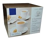  Tchibo 2 Espressotassen mit Unterteller Weiss Espressotasse