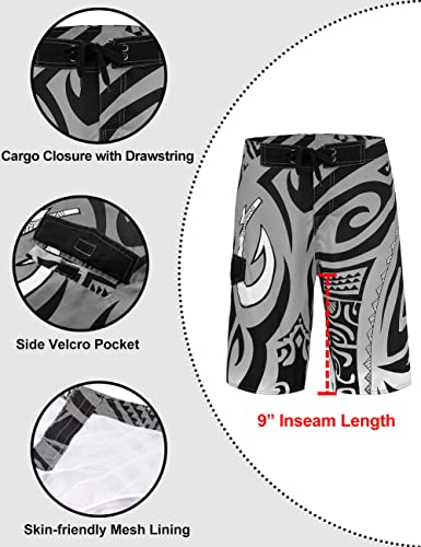 Unitop Men's Surf Swim Trunks Summer Quick Dry Printed Gray 36 #TOP4