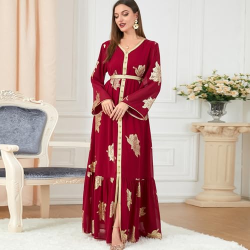 Image of ODIZLI Abaya Dress for Women Dubai Sadui Bead Moroccan Kaftan Fancy Eid Dress