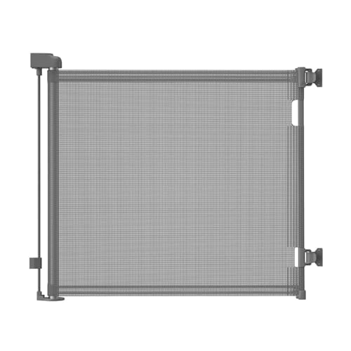 MARVYS 76 cm x 130 cm Retractable Baby Safety Gate, 76 cm Tall, Expandable to 130 cm, Wide Mesh Design for Stairs and Pets, Indoor/Outdoor Use (Grey)