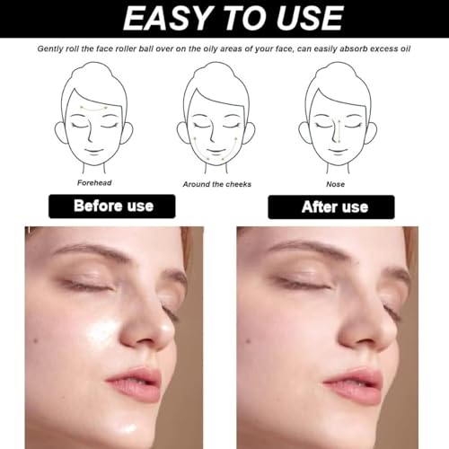 Image of Oil-Absorbing Volcanic Roller & FREE 2 Extra Stones | Portable & Reusable Facial Skincare Tool for Oily Skin | Makeup Sponge Remove Excess Shine | Mattifying Oil Control & Makeup Roller (Standard, 1, count)