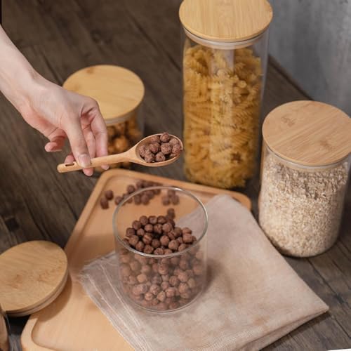 Image of MARTVIA Glass Food Storage Jars with Bamboo Lids 650ml Set of 2, Wide Mouth Lid Jar for Home Kitchen,Flour, Sugar, Coffee, Pasta, Oats, Grains, Cookies, Snacks (Round 650 ML Jar, SET OF 2)