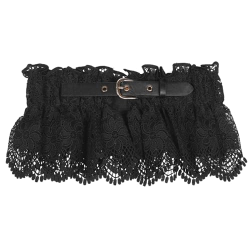 Ceinture corset dame large élastique extensible en simili cuir et dentelle