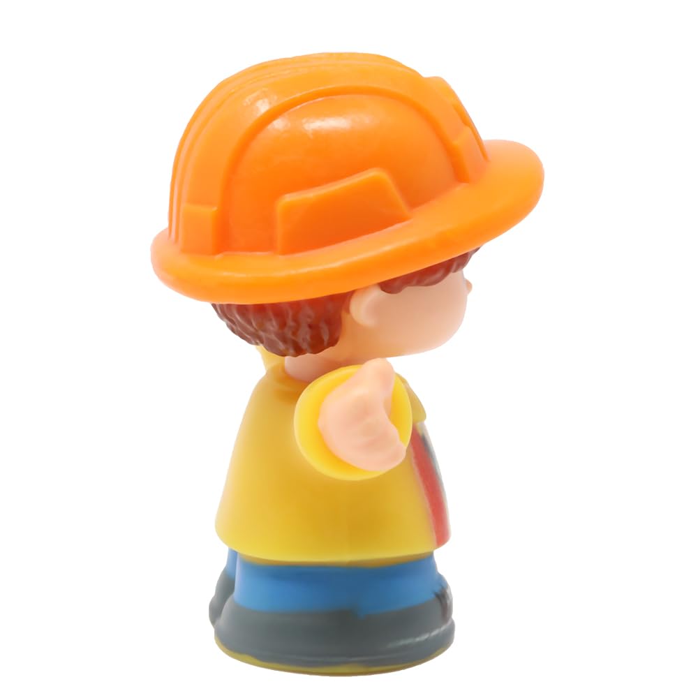 Fisher-Price Replacement Part for Collectible Little People Construction Site Dumptruck Playset GKR56 - Replacement Construction Worker Dump Truck Driver Figure Orange Hardhat Mustache