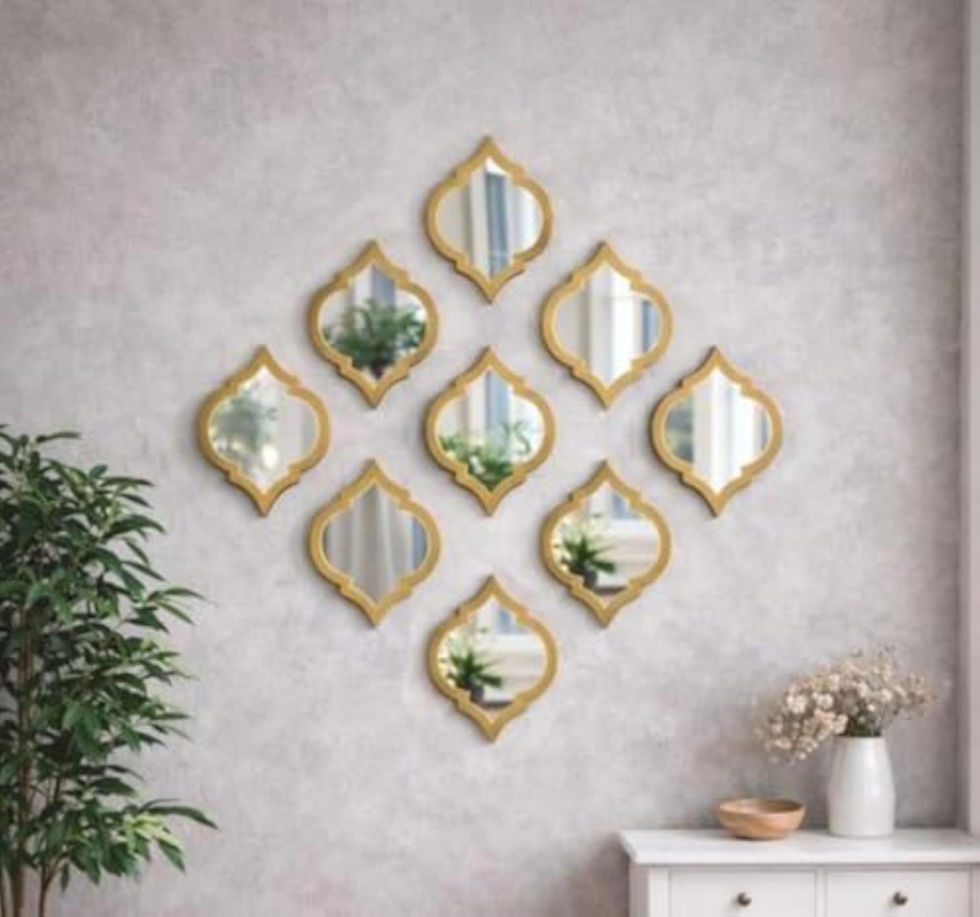 Moroccan Lantern Shape Decorative Wall Mirror Set