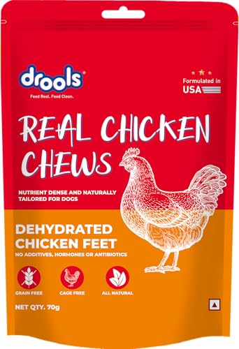 Drools Dog Treats, Dehydrated Real Chicken Chews Feet, 70g, All Life Stages, Bone