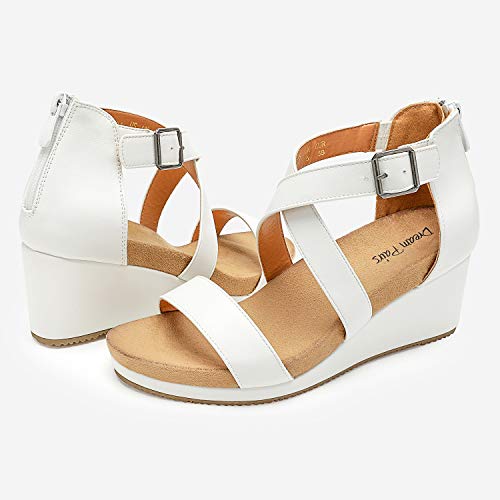 DREAM PAIRS Women's Open Toe Buckle Ankle Strap Summer Platform Wedge Sandals4