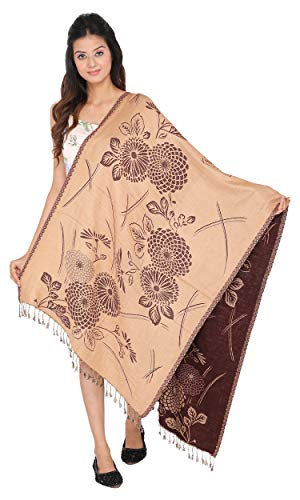 Image of KRITI Paisley Design Woollen Beige Color Shawl For Women