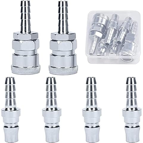 Noosverl 6 pcs Air Compressor Accessories, 8mm Gas Fittings air Connections Copper Gas Pipe Nozzle Quick Release air Connector Male and Female Cover
