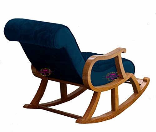 Image of CRAFTCITY Ergonomic Rosewood Rocking Chair (Blue 1)
