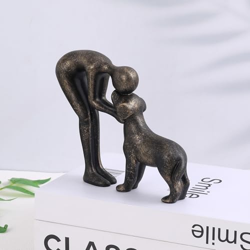 Figura Decorativa Hombre y Perro de Resina miniatura 6