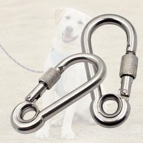 2 Pcs Screw Locking Carabiner Heavy Duty Carabiner Clips Stainless Steel Fastener Hook Quick Links Lock Rings Hook