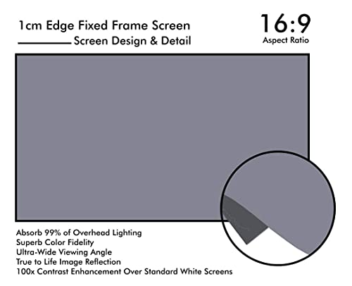 Image of BIG VUE 1 Cm Edge 165 Inches Fixed Frame Projector Screen 16:9 Diagonal Active 3D 4K Ultra Hd Projector Screen (165 Inch, Grey)