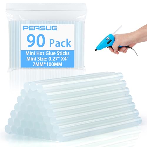 90 PCS Mini Hot Glue Sticks Bulk Clear Glue Gun Sticks for Metal Wood Glass DIY Art Craft & School Projects Craft Bond (4 X 0.27)