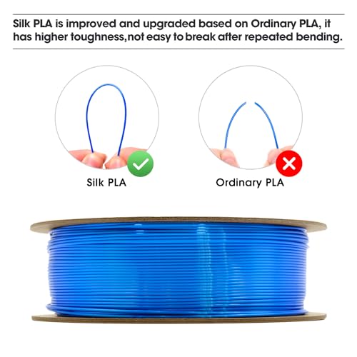 Image of eSUN Silk PLA Filament 1.75mm, Silky Shiny 3D Printer Filament PLA, Dimensional Accuracy + /- 0.05mm, 1KG Spool (2.2 LBS) 3D Printing Filament for 3D Printers, Silk Blue
