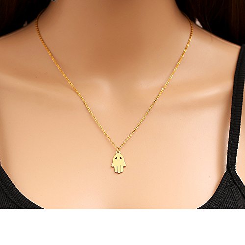 AOCHEE Good Luck Protection Hamsa Fatima Hand Palm Pendant Necklace 3 Colors4