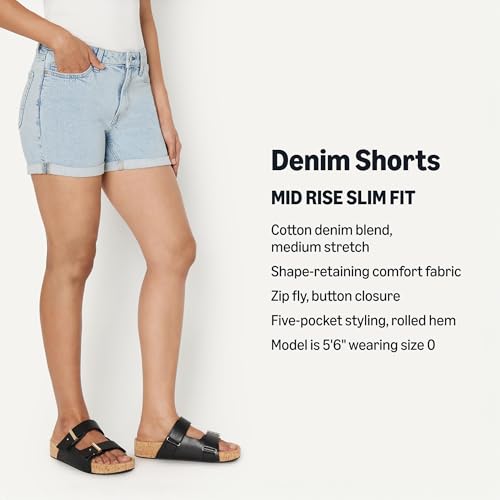 Amazon Essentials Women's Medium Stretch Slim-Fit Mid-Rise 4" Jean Short, Classic Light Wash, 16 - image 4