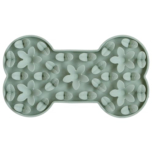 Dexypaws: Enrichment Snuffle Mat: Sage Green Bone - Textured Dog Feeding Pad, Food Grade Silicone, Spread Food &Treats, Pet Soothing, Suction Back