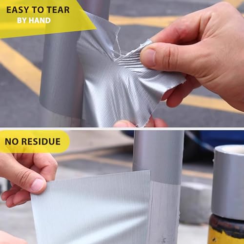 Image of 3-Pack Duct Tape Heavy Duty Waterproof Silver, 66 Yards x 1.88 Inch Total Strong Adhesive Duct Tape No Residue Bulk for Home Use, DIY, Projects, Outdoor Repairs Tear by Hand