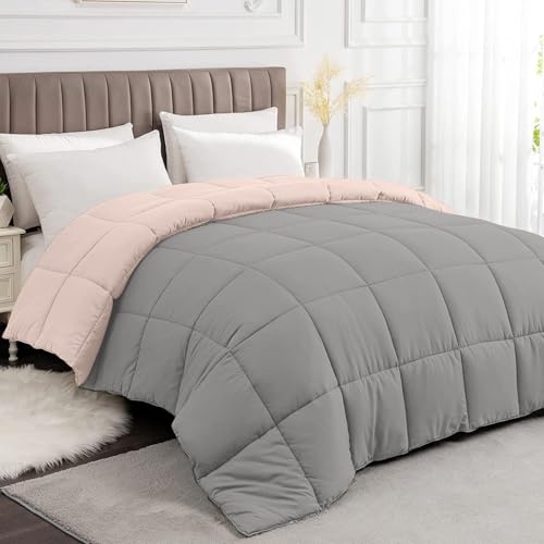 Image of Razzai Restful Sleep Microfiber Summer Season Ac Reversible Comforter 220 GSM (90 inch x 100 inch Inches /228cm x 254cm) - Double Bed Comforter|Silver /Peach|