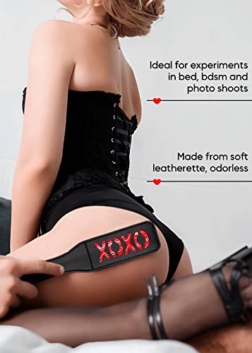 Image of Sex Paddle for Spanking Adults Faux Leather Slut XOXO Cosplay 12.8inch BDSM Bondage Bedroom Play SM Games