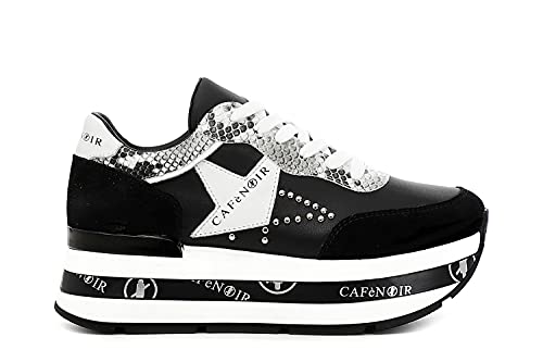 autunno inverno Sneakers in Pelle con Dettaglio Stella e Zeppa Nero 39