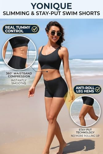 Image of Yonique Womens Swim Shorts Solid Tankini Bottoms Swimsuit Bottoms(Available in Plus)