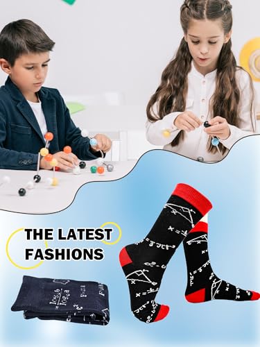 12 Pairs Funny Math Science Socks Novelty Patterned Socks Cotton Sock for Men Teacher Graduation Appreciation Gifts, 4 Style3