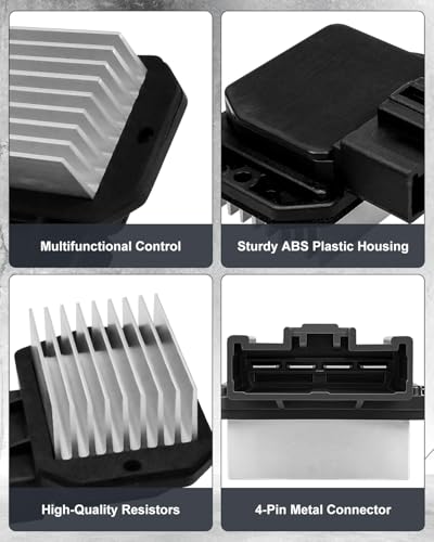 Image of 973-913 AC Blower Motor Resistor Fit for Dodge Ram 1500 2500 3500, Fit for Jeep Wrangler Patriot Compass,Fit for Chrysler 200 Sebring, Dodge Journey Avenger Caliber, Cadillac DTS Replace 68018105AA