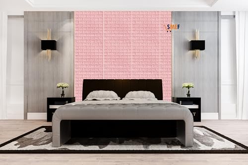 Image of SMEF 3D Foam Wallpaper Wall Panels Self-Adhesive Waterproof PE Foam, Ceiling Wallpaper for Bedroom Furniture, 57.5 Sq.Ft Peel and Stick - 70 x 70 cm Pink Pack of