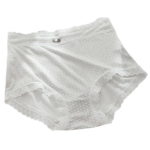 YIzdegg Braguitas de encaje estampado de cintura alta y ajuste sin costuras para mujer, ropa interior suave y agradable para la piel, tallas grandes 56/58, morado, L