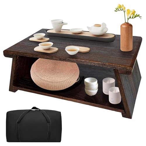 koretech Floor Table, Altar Table Paulownia Folding Design, Low Meditation Table for Sitting on The Floor Japanese Table Tatami Table
