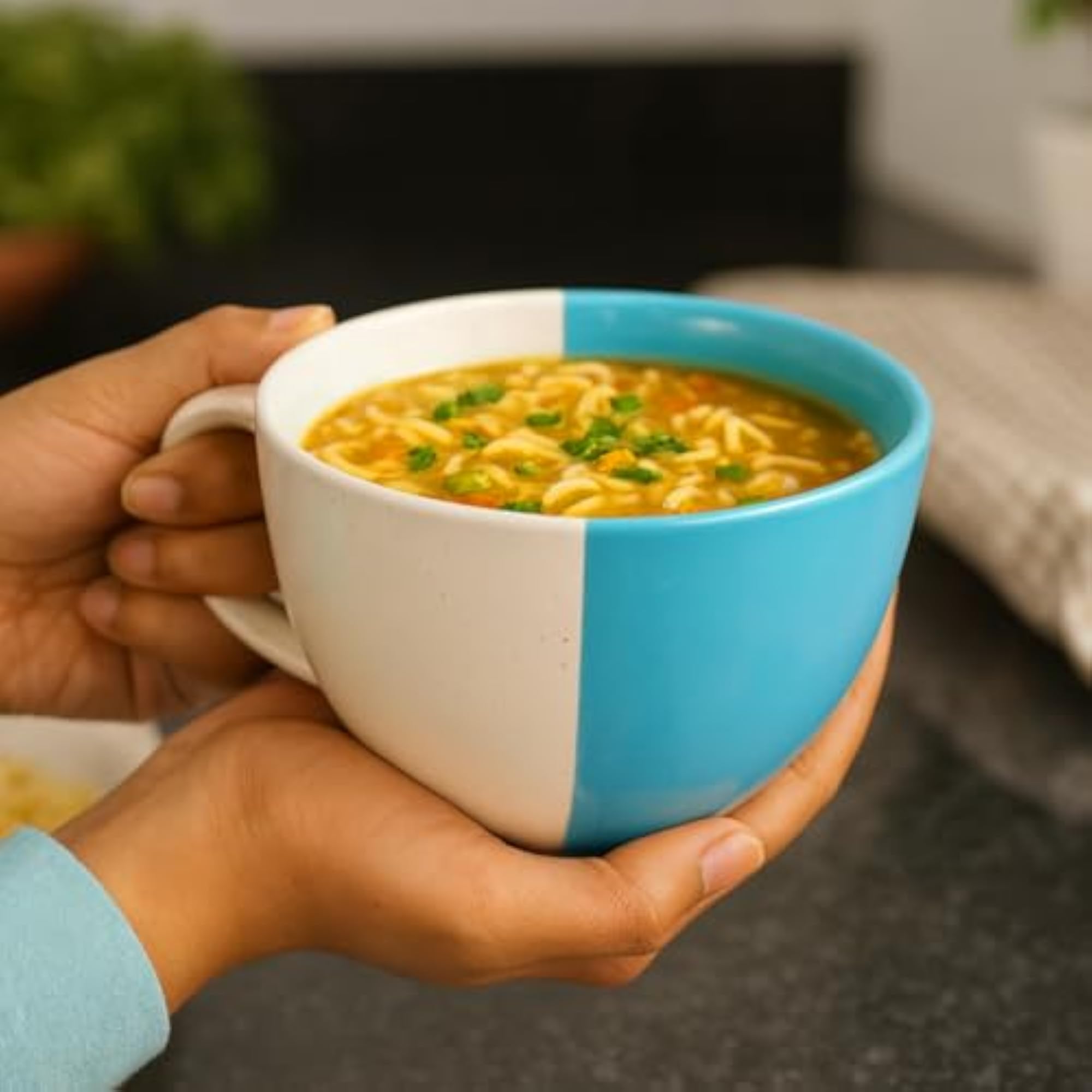 2 Pc Handmade Ceramic Soup Cup with Handle