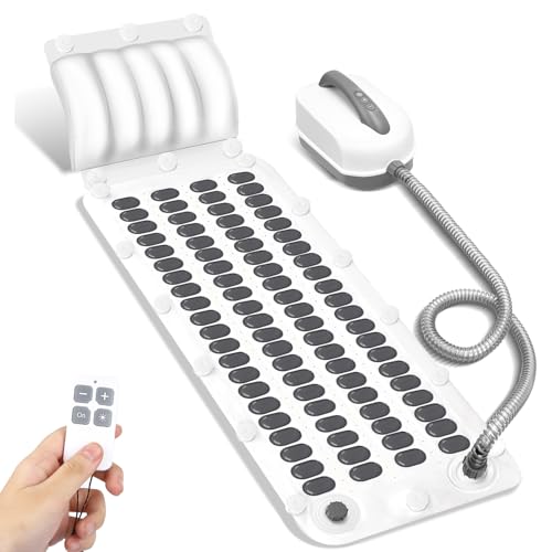 Crossing King Portable Spa Bubble Bath Massager - Bubble Bath Mat Tub Spa Massager with Upgraded Powerful Suction Cup Electric Air Pump Pillow and Remote Control for Relaxation 45 * 17in (Gray)