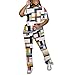 PINSV Womens Sets 2 Piece Outfits Casual Short Sleeve Top and Flare Pants Lounge Sets Tracksuit Multicolour XL