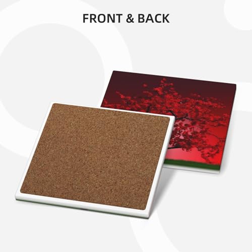 Dessous de verre en céramique absorbante fleurs de cerisier avec support métallique antichoc - 3