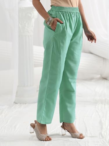 Image of Libas Woven Design Silk Blend Straight Kurta With Trousers and Dupatta | daily wear suit