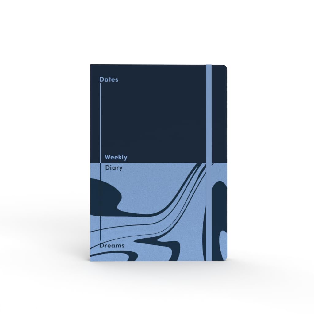 Jumble & Co Dates & Dreams A5 Undated Week to View Diary - Dates & Dreams - 100% Recycled Paper - Dark Blue/Light Blue