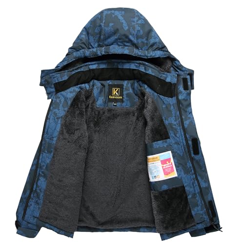 Image of Keevoom Boys Winter Coat Ski Jacket Windproof Kids Snowboard Warm Fleece Snow Coat Waterproof Outdoor Hooded Ski Coats