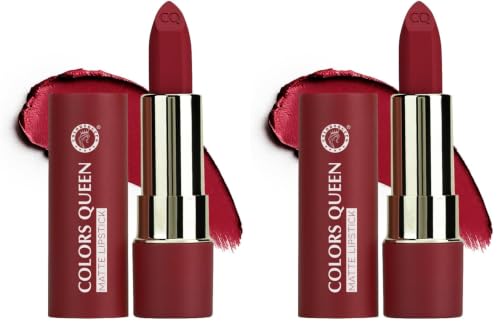 Image of Colors Queen Lippie Creamy Matte Lipstick | Single Swipe Application, Long Lasting | Highly Pigmented, Lightweight Lipstick for Women Infused with Jojoba Oil and Vitamin E (13 - Royal Mehroon, 5g)