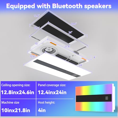 Image of Bathroom exhaust fan with heater & bluetooth speaker, 1900W Heater