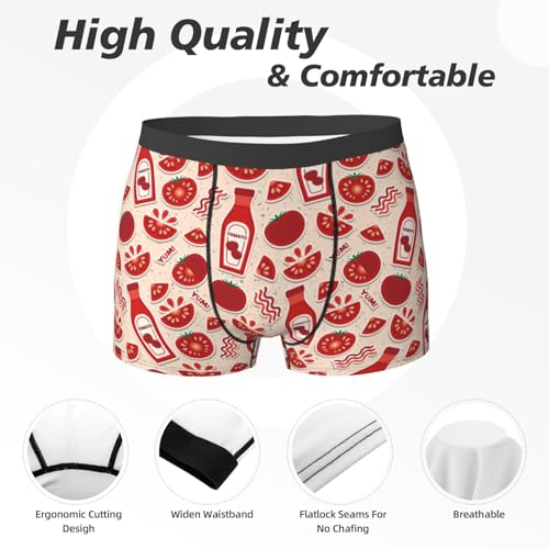 Cute Tomato Ketchup Mens Underwear Boxer Briefs, Comfort Breathable Boxers For Men Regular2