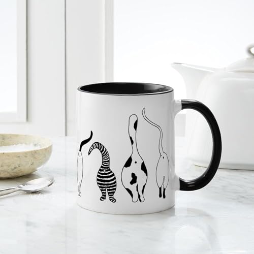 Taza de cerámica 11 oz blanca y negra miniatura 6