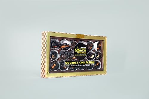 Image of MARKSTOR Ajwa Dates & Nuts-Gift Box-Gourmet Collection Of Exotic Arabian Dates Filled With Select Nuts, Fresh (18 Pieces, 0.46 Gram)
